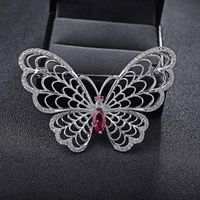 Butterfly Dance Korean Fashion High-end Diamond Red Crystal Butterfly Brooch main image 3
