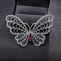 Rouge Apple Ornement Papillon Danse Mode Coréenne Haut De Gamme Strass Incrusté Rouge Cristal Papillon Broche 850041 main image 3