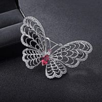 Butterfly Dance Korean Fashion High-end Diamond Red Crystal Butterfly Brooch main image 4