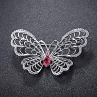 Butterfly Dance Korean Fashion High-end Diamond Red Crystal Butterfly Brooch main image 6