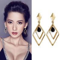Geometric Earrings Fashion Diamond Long Earrings Creative Temperament Goddess Ear Jewelry Wholesale main image 1