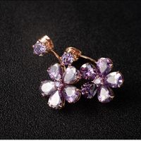 Korean Fashion High-grade Purple Aaa Zircon Flower Earrings main image 3