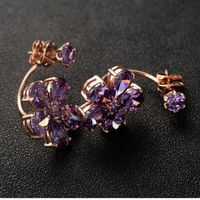 Korean Fashion High-grade Purple Aaa Zircon Flower Earrings main image 4