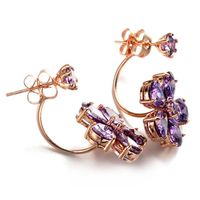 Korean Fashion High-grade Purple Aaa Zircon Flower Earrings main image 5