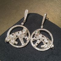S925 Silver Needle Creative Animal Leopard Circle Earrings Micro Inlaid Zircon Earrings main image 3