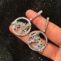 S925 Silver Needle Creative Animal Leopard Circle Earrings Micro Inlaid Zircon Earrings main image 5