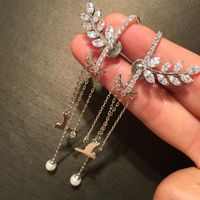 S925 Silver Needle Wheat Earrings Long Fringed Seagull Front And Rear Dual-use Earrings Super Fairy Creative Sweet Earrings main image 4