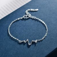 Minimalist Couple Heartbeat Bracelet Ecg Wave Bracelet Anklet O Word Chain Female Hand Jewelry sku image 2