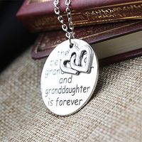 Engraved English Letters Round Love Letters Grandmother Pendant Necklace sku image 1