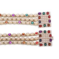 Alloy Pearl Rhinestone Belt Temperament Metal Waist Chain Belt Creative Jewelry Accessories sku image 2