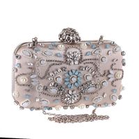 Nouveau Dîner Sac Perle Diamant D'embrayage Européen Et Américain Banquet Robe Vêtement Sac 7417-18 Petit Sac Carré main image 6