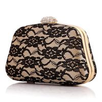 Lace Evening Bag Hard Shell With Drill Clutch Bag Retro Lady Party Chain Bag main image 3