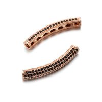 Manual Diy Copper Inlaid Zirconium Geometric Curved Tube Four-color Round Hole Bracelet Necklace Loose Beads Pendant main image 3