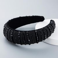 Headband Female High-end Simple Wide-brimmed Fashion Handmade Beaded Sponge With Black Crystal Headband main image 3