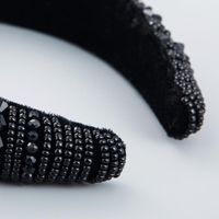 Headband Female High-end Simple Wide-brimmed Fashion Handmade Beaded Sponge With Black Crystal Headband main image 5