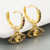 Fashion Copper Micro-set Color Zircon Earrings Female Eye Stud Earrings main image 4