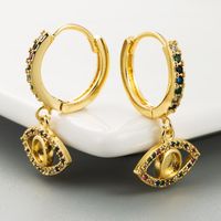 Fashion Copper Micro-set Color Zircon Earrings Female Eye Stud Earrings main image 5