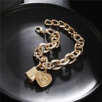 Fashion Alloy Chain Lock Love Pendant Bracelet main image 3