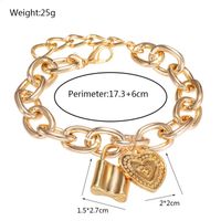 Fashion Alloy Chain Lock Love Pendant Bracelet main image 4
