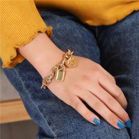 Fashion Alloy Chain Lock Love Pendant Bracelet main image 5