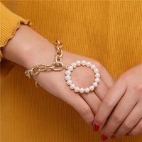 Fashion Alloy Chain Pearl Circle Bracelet main image 1