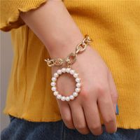 Fashion Alloy Chain Pearl Circle Bracelet main image 3