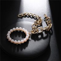 Fashion Alloy Chain Pearl Circle Bracelet main image 6