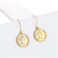 Fashion Retro New Curve Round Head Coin Coin Earrings Female Jewelry main image 5