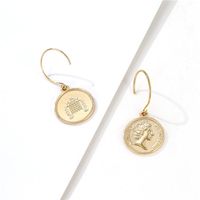 Fashion Retro New Curve Round Head Coin Coin Earrings Female Jewelry main image 6