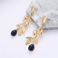 Leaf-studded Geometric Creative Plant Alloy Plating Earrings Accessories Female Jewelry main image 4