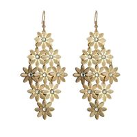 Vintage Beautiful Temperament Hollow Gold And Silver Alloy Plating Long Drop Flower Earrings main image 2