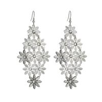 Vintage Beautiful Temperament Hollow Gold And Silver Alloy Plating Long Drop Flower Earrings main image 3