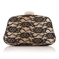 Lace Evening Bag Hard Shell With Drill Clutch Bag Retro Lady Party Chain Bag sku image 1