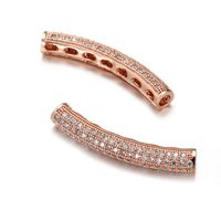 Manual Diy Copper Inlaid Zirconium Geometric Curved Tube Four-color Round Hole Bracelet Necklace Loose Beads Pendant sku image 15