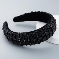 Headband Female High-end Simple Wide-brimmed Fashion Handmade Beaded Sponge With Black Crystal Headband sku image 1