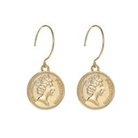 Fashion Retro New Curve Round Head Coin Coin Earrings Female Jewelry sku image 1