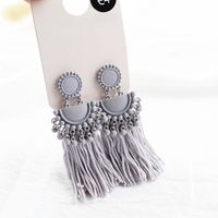 Hot Long Tassel Black Pink Earrings sku image 1