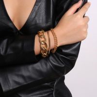Jewelry Retro Punk Metal Jewelry Female Mix And Match Thick Chain Snake Bone Chain Set Bracelet main image 3