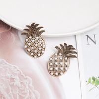 New Pineapple Earrings Female Long Retro Bronze Diamond Earrings main image 3