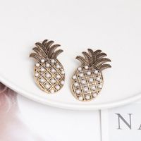 New Pineapple Earrings Female Long Retro Bronze Diamond Earrings main image 4