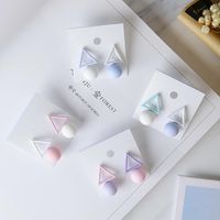 Hollow Triangle Round Asymmetric Ice Cream Color Temperament Simple Earrings Female main image 1