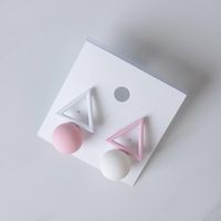 Hollow Triangle Round Asymmetric Ice Cream Color Temperament Simple Earrings Female main image 4