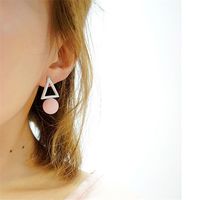 Hollow Triangle Round Asymmetric Ice Cream Color Temperament Simple Earrings Female main image 3