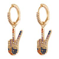 Finger Victory Earrings Female Copper Micro-set Color Zircon Earrings Personalized Fashion Earrings main image 6