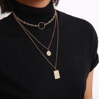 Jewelry Simple Geometric Chain Item Female Ring Letter Tag Retro Stack Necklace main image 6