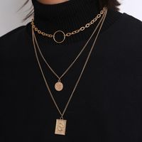 Jewelry Simple Geometric Chain Item Female Ring Letter Tag Retro Stack Necklace main image 5