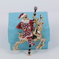 De Noël Broche Croix-transfrontalier Européen Et Américain Fournir Santa Claus Équitation Cerf En Forme De Broche Diamant Baisse De Pétrole Cadeau Corsage En Gros main image 3