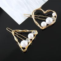 Hair Accessories For Girls Simple Retro Geometric Pearl Gold Small Hair Clip main image 1