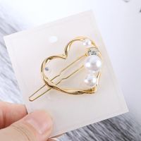 Südkorea Ins Einfache Retro All-match Geometrische Perle Gold Haarnadel Ein-wort-clip Internet-promi-kopf Bedeckung Pony Clip Weiblich main image 3