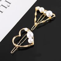 Hair Accessories For Girls Simple Retro Geometric Pearl Gold Small Hair Clip main image 5